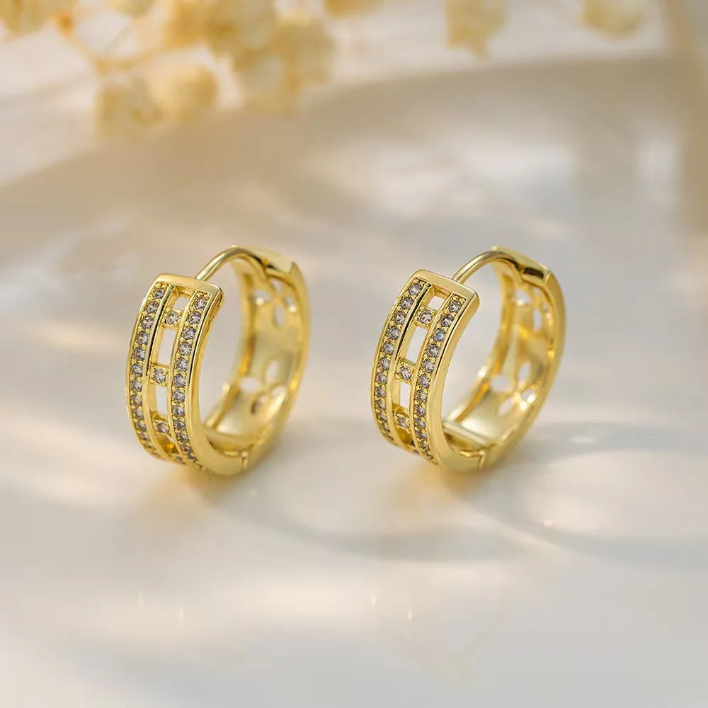 Brinco Banhado a Ouro com Diamantes