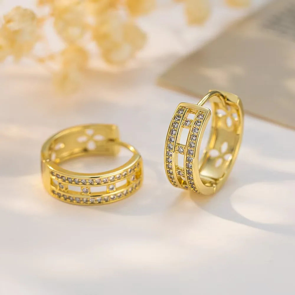 Brinco Banhado a Ouro com Diamantes