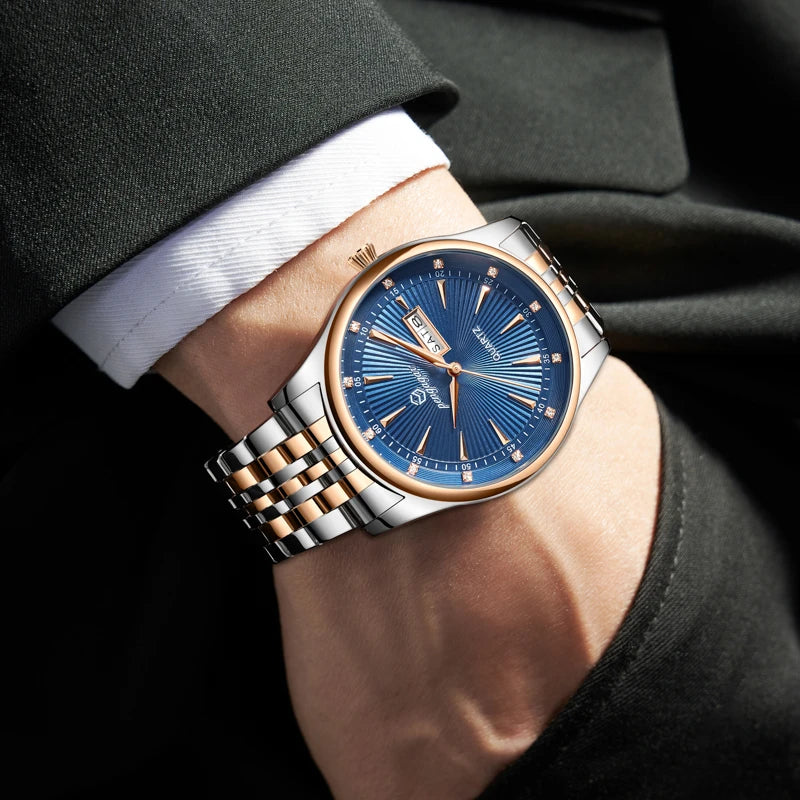 Relógio Masculino Luxo Quartz Aço Inoxidável