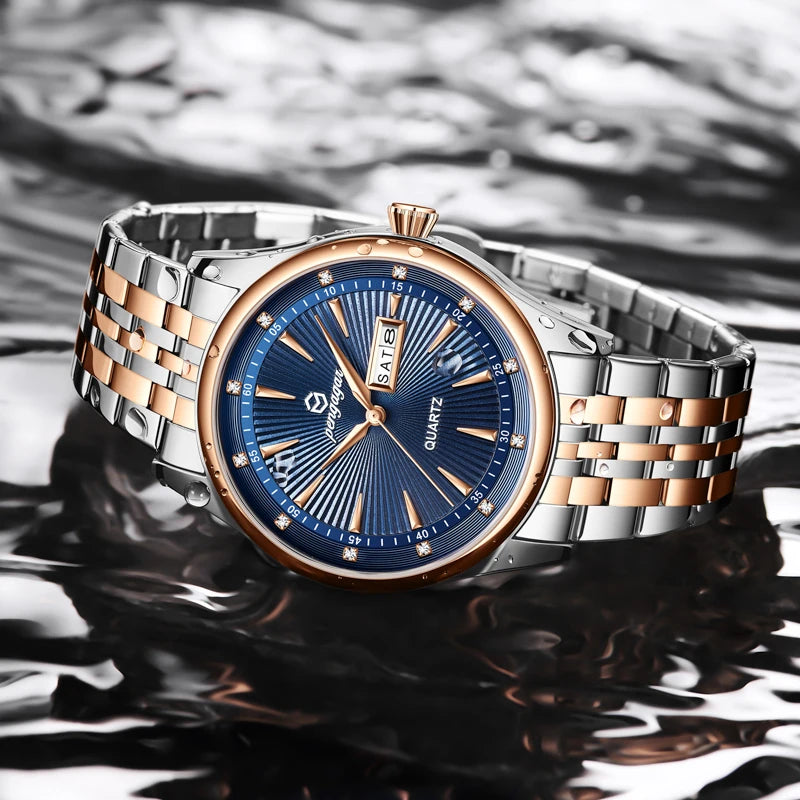 Relógio Masculino Luxo Quartz Aço Inoxidável